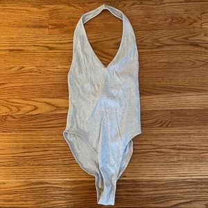 Gray Halter Top Bodysuit